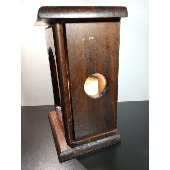 Vintage Owl Glass Wooden Lantern Box Candle Holder Brown - Picture 3 of 14